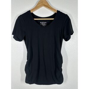 Kathy Shirt Womens One Size Black Maternity Scoop Neck Short‎ Sleeve Tee